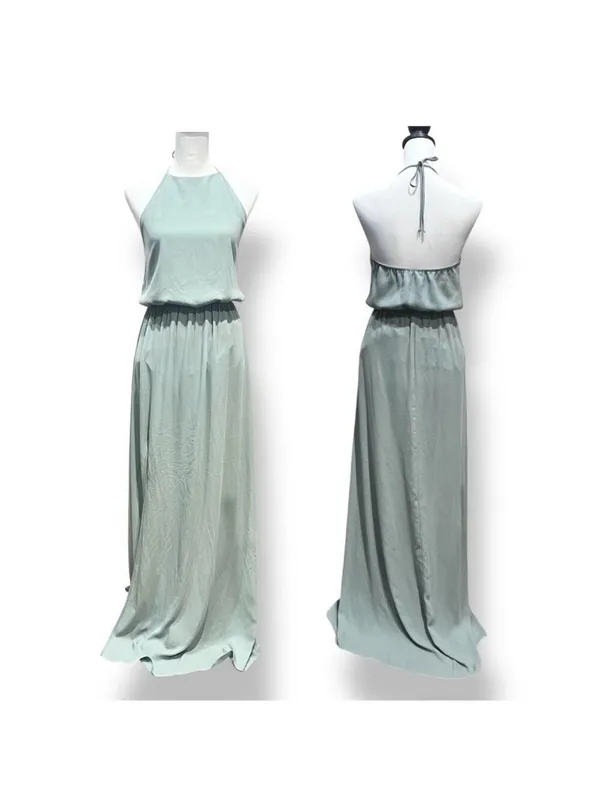 Show Me Your MuMu Dress Small Heather Halter Sage Crisp Wedding Resort Beach - Image 3