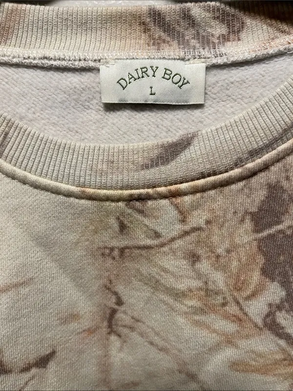 DAIRY BOY Butterfly Camo Crewneck Sweatshirt Woodland Tree Camouflage, Size L - Image 2
