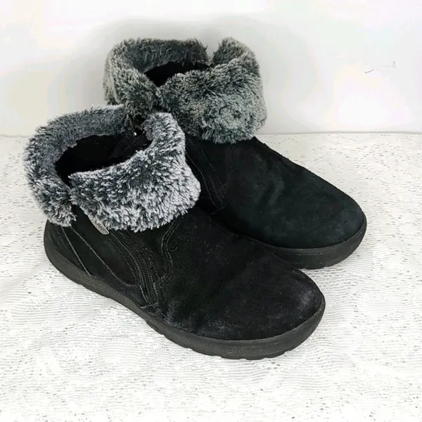 Khombu Jessica suede leather faux fur black ankle booties boots sz 7 - Image 2