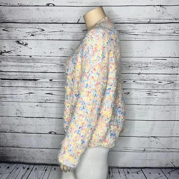 Chic Soul Size 1XL Rainbow Confetti Eyelash Open Weave Sweater Top - Image 3