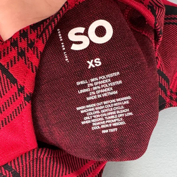 SO Vibrant Red and Black Checkered Mini Dress - Image 3