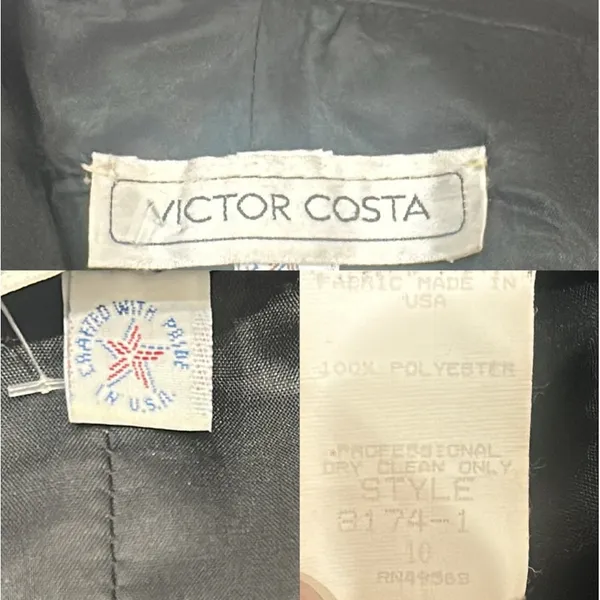 Victor Costa Vintage 1980s Black Ruched Strapless Lace Hem Gothic Cocktail‎ Sz 6 - Image 11