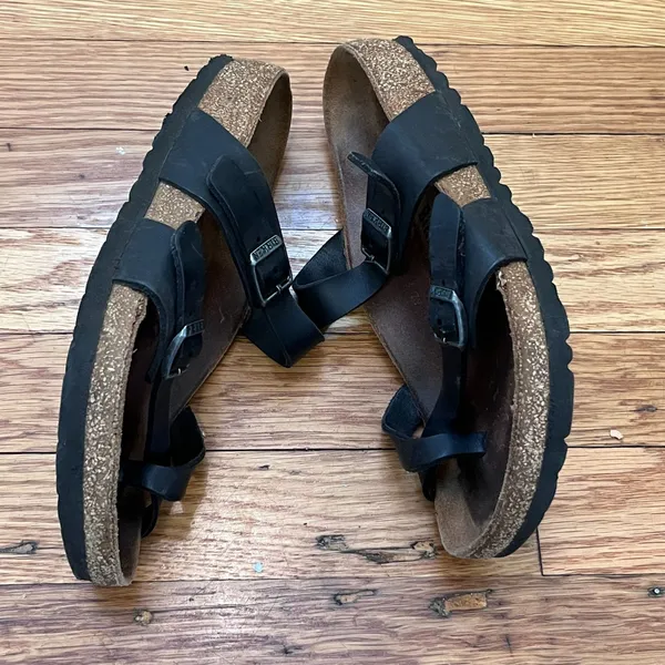 Birkenstock Mayari Black Birko-Flor Toe Loop Sandals Shoes Slip On Size 37 Boho - Image 4