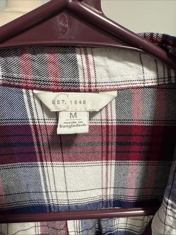 Women’s Plaid Button-Down Shirt - Navy, Burgundy & White - Image 2