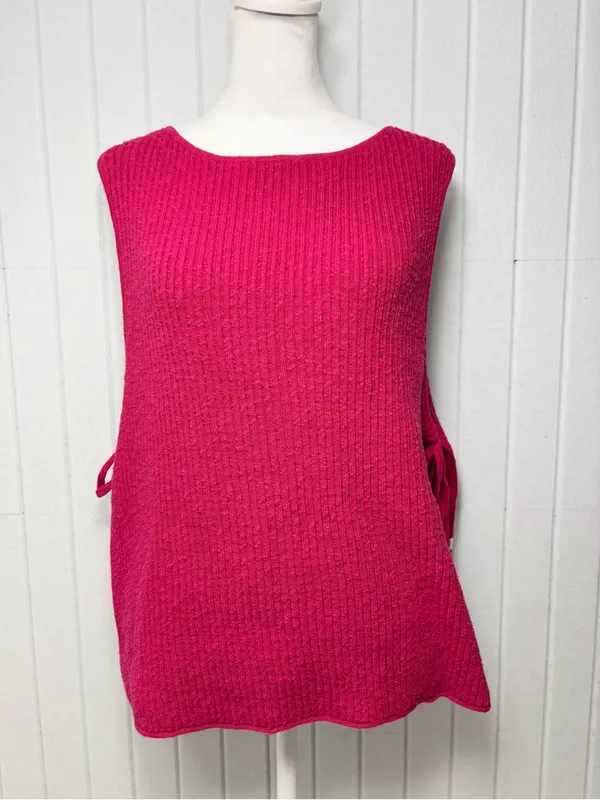 FREE PEOPLE‎ Lizzie Rib Side Tie Sleeveless Cotton & Linen Blend Sweater Size L - Image 2
