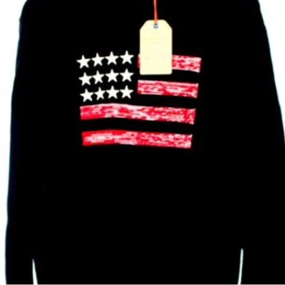 NWT Weatherproof Cotton Sweater Pullover Flag Striped Y2K Medium Navy Red - Image 5