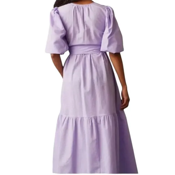 Marie Oliver Betti Aster Purple Lavender V-Neck Tiered Maxi Dress S - Image 2