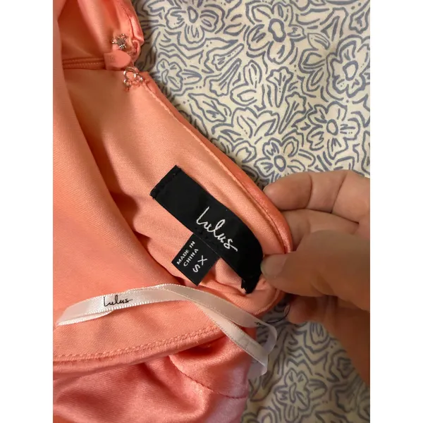 NWT Lulus Size XS Mini Halter Dress Pink Coral Glam Shine Open Back Formal Dance - Image 2