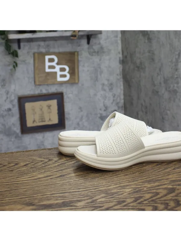 NWT Clarks Drift Twist Wedge Slide Sandals 26181604 Cream Off White 8M - Image 12