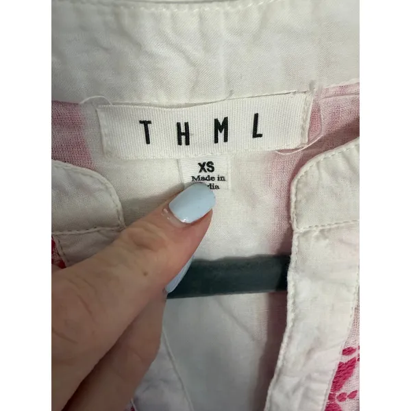 THML Pink & White Geometric Embrodiered Dress size medium - Image 2