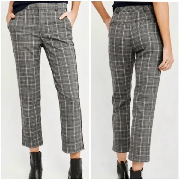 Abercrombie & Fitch Simone Plaid High Rise Ankle Flare Tailored Trouser Pants - Image 2
