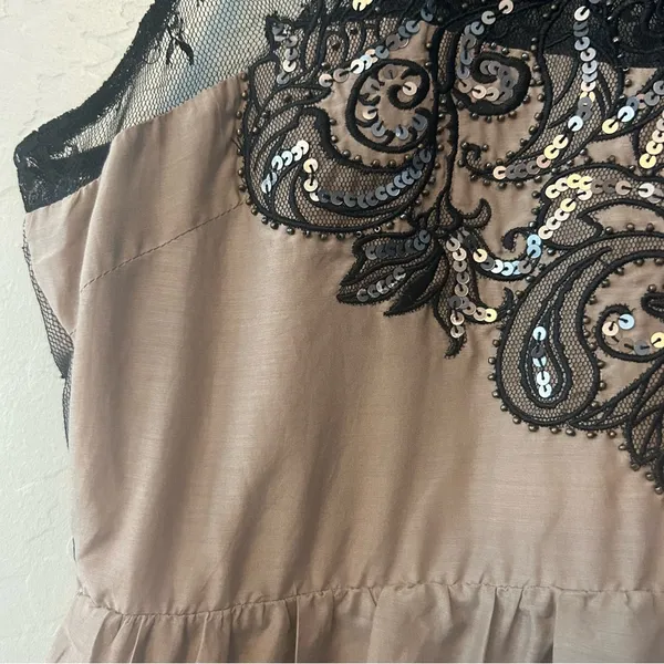 Miss Me silk blend sequined lace peplum babydoll tank blouse size medium y2k - Image 12