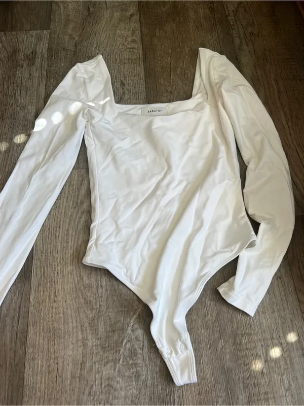Babaton Ivory Long-Sleeve Square Neck Bodysuit‎ - Image 3