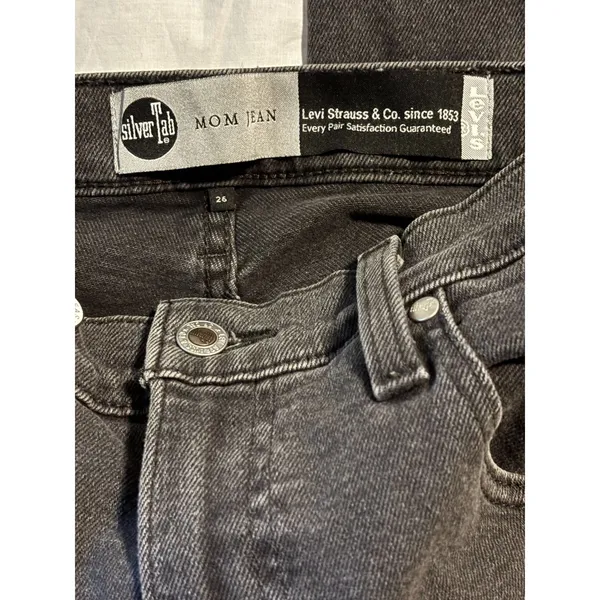 Levi's SilverTab Mom Jeans Black High Rise Tapered Women's W26 L27 26x27 - Image 13