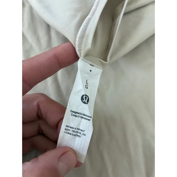 Lululemon Wundermost Ultra-Soft Nulu Square-Neck Bodysuit Cream Beige Large - Image 5