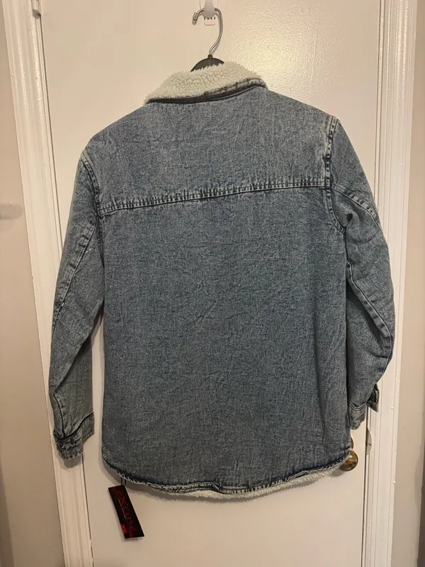 Excuse Denim Jacket Size Small Blue - Image 2