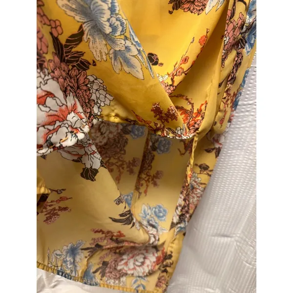 RWish Medium Yellow Floral Wrap Dress V Neck Flowey Maxi Chiffon‎ - Image 7