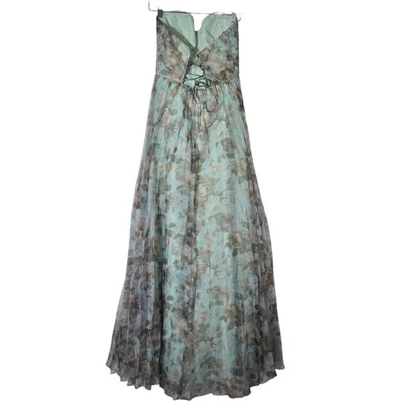 Lulus Most Beautiful Day Sage Multi Floral Print Organza Maxi Dress Large NWT - Image 14