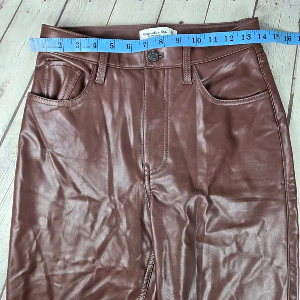 Abercrombie & Fitch 90s Straight Ultra High Rise Faux Leather Pants Brown 27/4S - Image 8