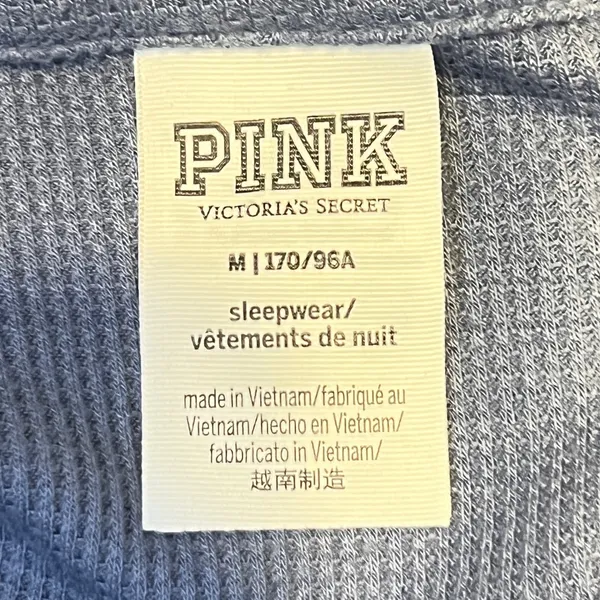 750 | PINK Victoria's Secret Waffle Knit Logo Cropped Sleep Top‎ Blue Womens M - Image 5