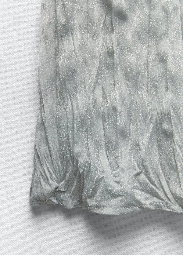 NWT Silver Metallic Sparkle Midi Skirt. Size Large - Image 4