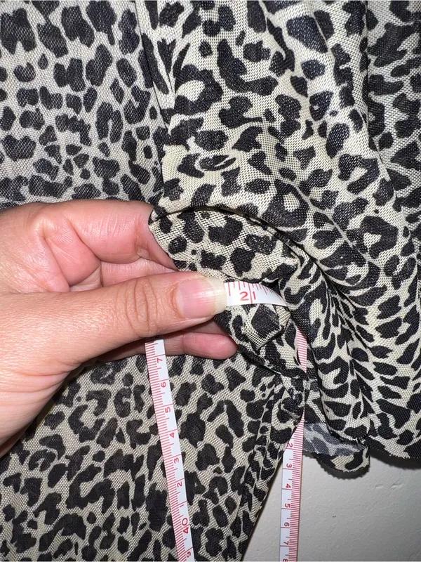 Zara Black and White Leopard Tiered Short Sleeve Dress Medium - Image 5