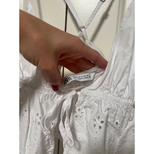 ZARA White Eyelet Lace Crop Top M - Image 6