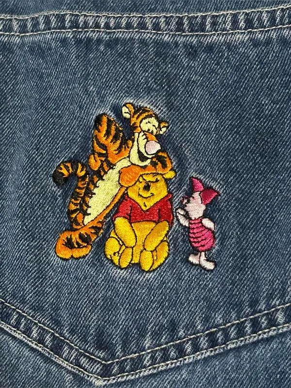 Vintage Disney Winnie The Pooh Cotton Denim Overalls Shorts Women’s Size Small - Image 3
