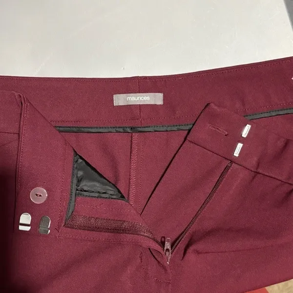 Maurices Maroon Plus Size Bengaline High Rise Slim Straight Dress Pants - Image 5
