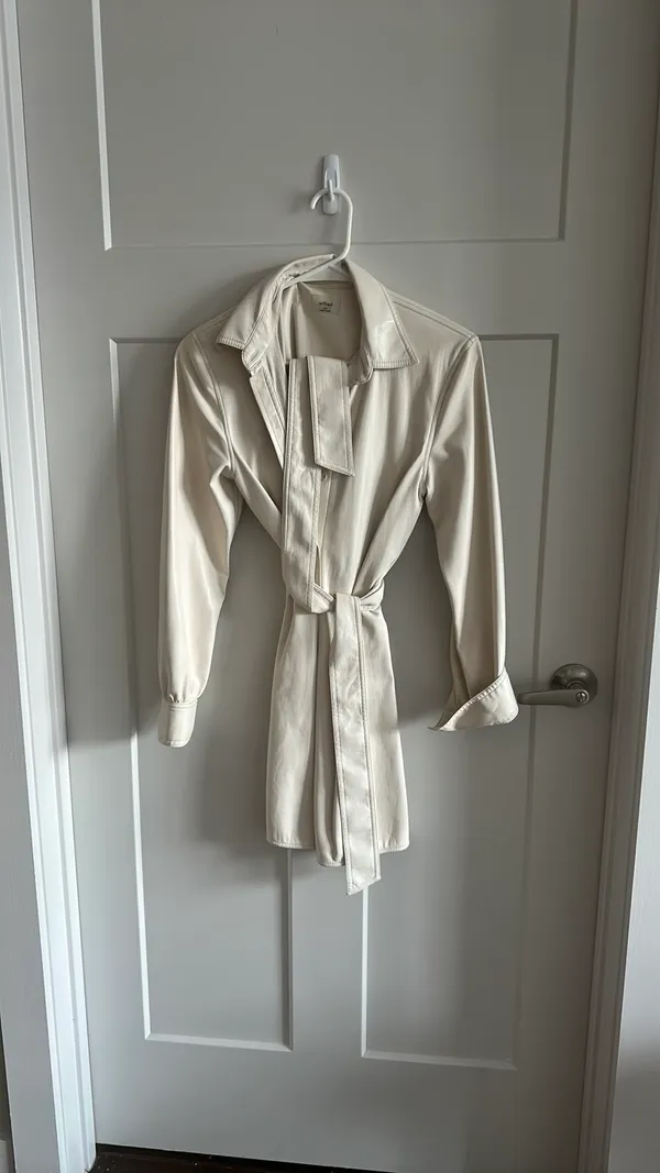 Wilfred Cream Pleather Tie Dress - Image 3