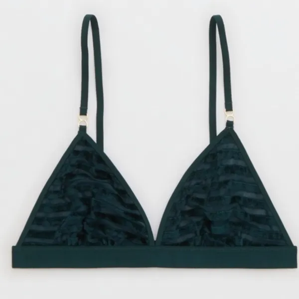 NWT AERIE VELVET STRIPE TRIANGLE BRALETTE Deep Forest Green size Medium - Image 11