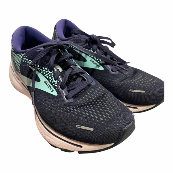 Brooks Ghost Neutral Running Shoes Womens 8.5 Medium Navy Teal Cushioned Trainer - Image 4
