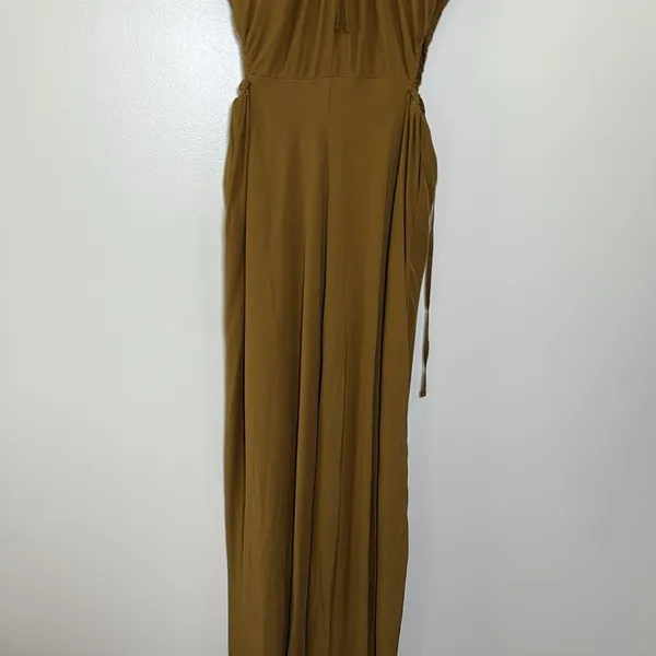 A New Day Brown Midi Dress Lightweight Cutout asymmetrical Hem‎ Tie Back Size M - Image 8