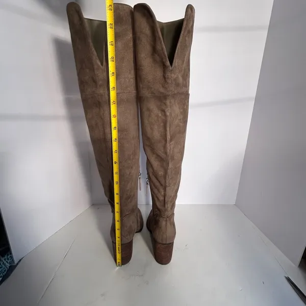 BP Over The Knee Boots Suede Block Heel Side Zip‎ Taupe Women's Size 6.5M - Image 10
