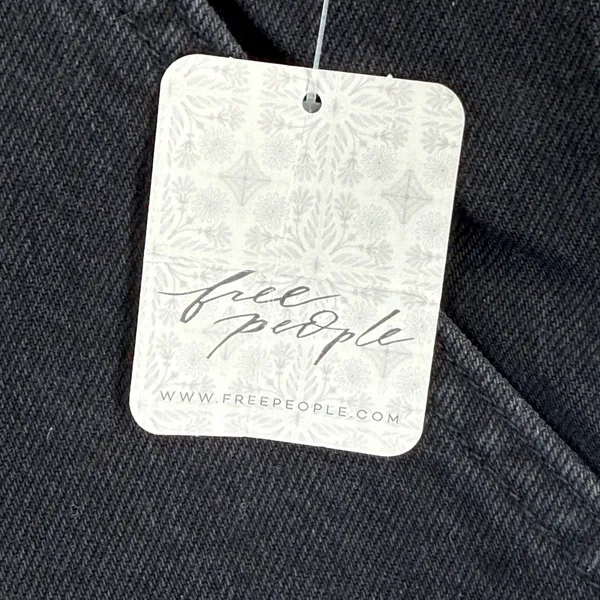 Free People We The Free Black Denim Midi Skirt Front Slit High Rise‎ Size 24 NEW - Image 2