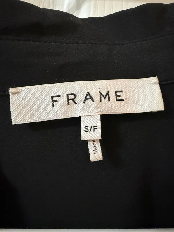 Frame 100% Silk Ruffle Sleeve Black Blouse - Image 5