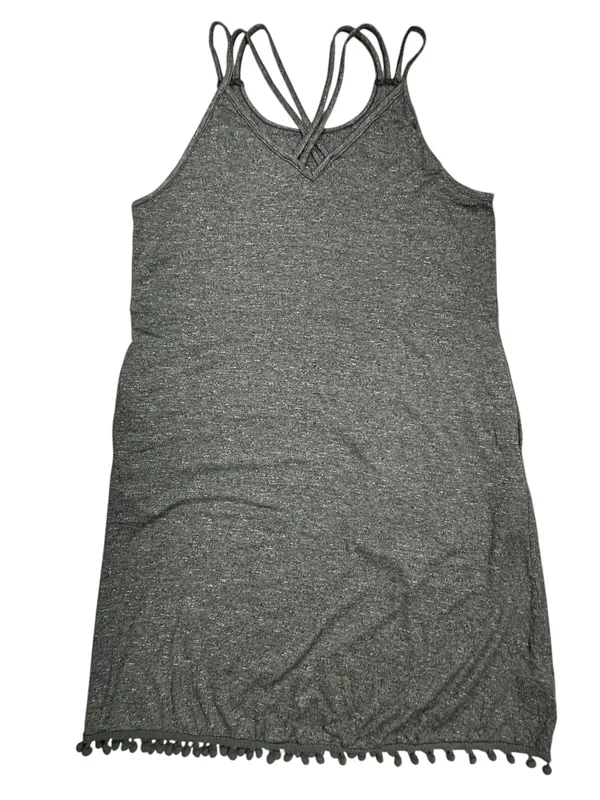 CUPSHE Gray Pom Pom Trim Swim Cover Up Dress Strappy Back Size Small NW - Image 3