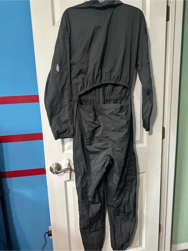 Free People Women's Charcoal Cropped Windbreaker Jumpsuit - Image 3