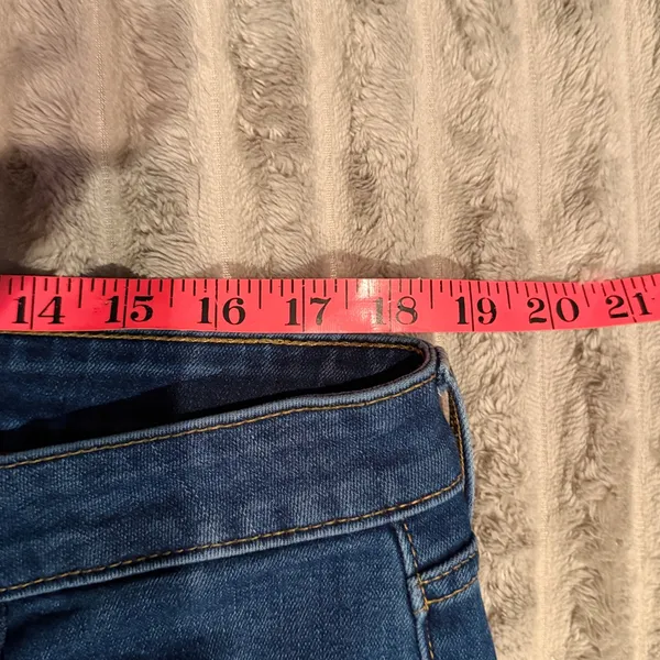 Old Navy Power Slim Straight Mid-Rise Distressed Jeans Blue Size 16 Long - Image 4