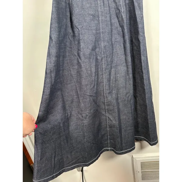 Fifteen‎ Twenty olivia contrast stitch denim midi dress Women S Blue Minimalist - Image 3