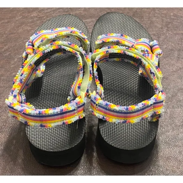 Teva Midform Universal Fray Rainbow Stripe Platform Sandals Women’s 8 EU 39 - Image 3