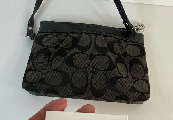 Coach Black Signature Canvas Wristlet - Image 6