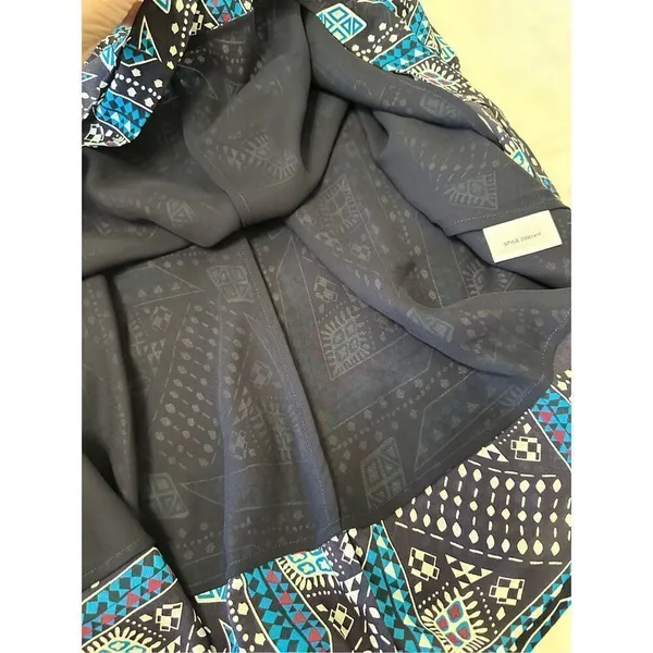 Tory Burch Camilla Dasha Silk Blue and Black Print Dress Size 4 - Image 7