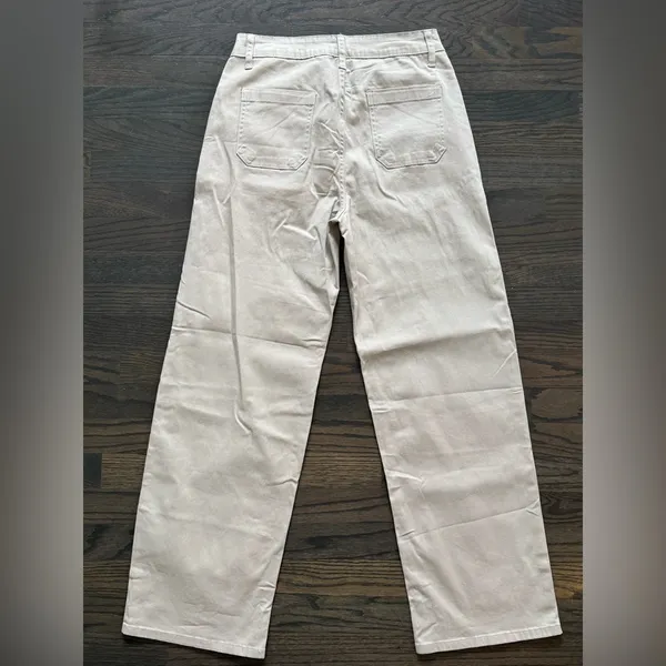 Classic Cream Straight Wide Leg Khaki pants 6 - Image 2