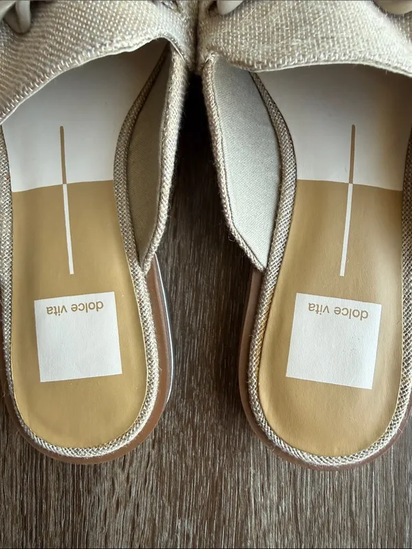 Dolce Vita Beige Chain-Trim Mules - Image 2