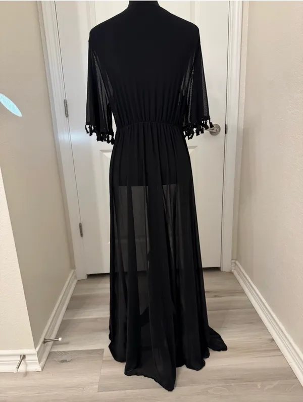 NWOT Black Knot-Front Sheer Maxi Swim Coverup - Image 4