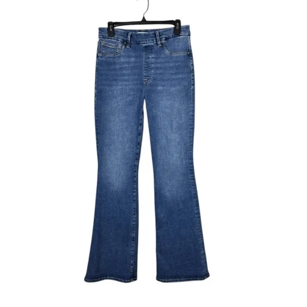 $98 Good American GA 3 (large) power stretch pull on slight flare jeans GLS478T - Image 7
