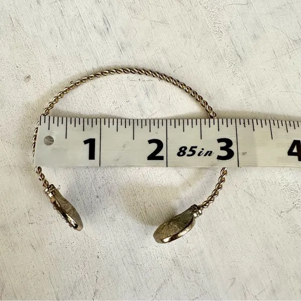 Gold tone rhinestone open bangle bracelet - Image 4