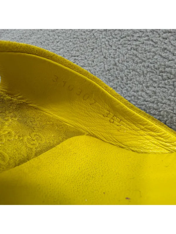 Gucci Microguccissima Yellow Suede Espadrille Platform Wedge Sandals 36.5 - Image 3