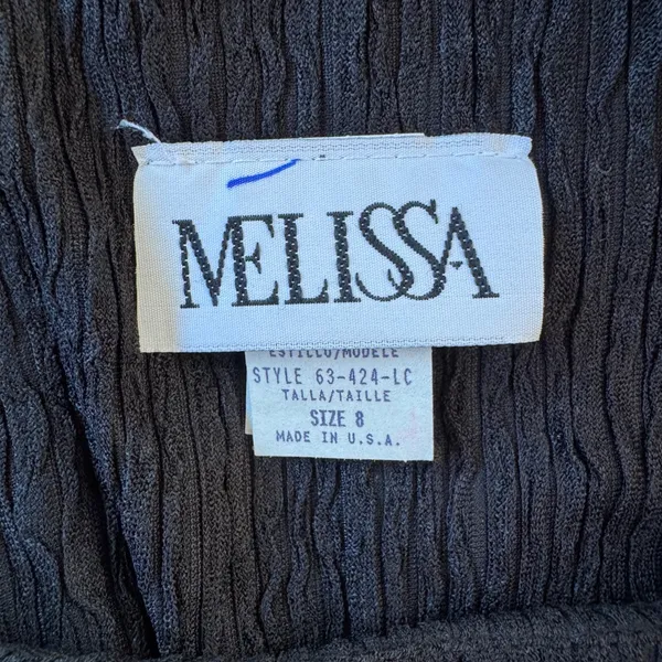Vintage ‘90s Melissa Black Fringe Hem Long Sleeve Mini Shift Dress - Image 5
